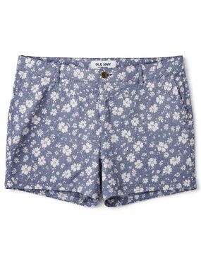 Old Navy Floral Shorts Blue White Daisy Print Women’s Size 20 Summer Casual